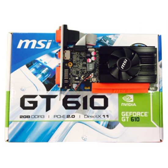 Placa de Video MSI GT 610 - PCI-E 2.0 - 2GB DDR3 - HDMI - DVI - VGA (Cod:5214)