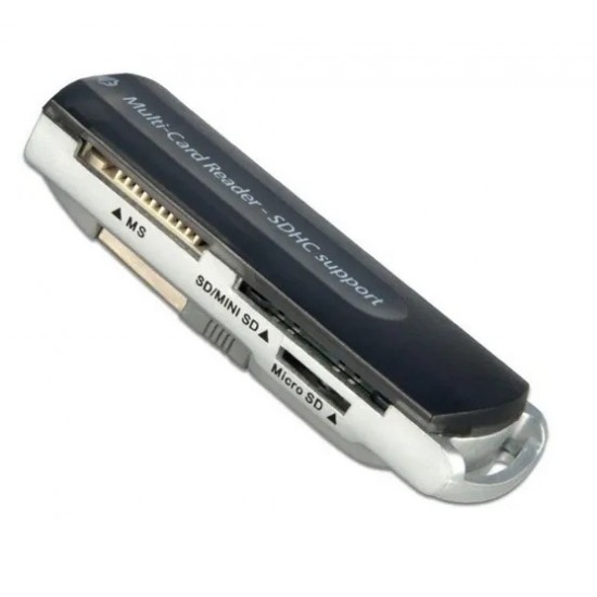 Lector de Memoria - Tipo pendrive - SD - Micro SD - Mini SD - Memory Stick - M2 - CR-21 - Color Naranja (Cod:5399)