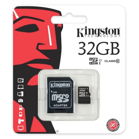 Memoria Micro SDHC con adaptador SD 32GB SDCS/32GB Kingston Clase 10  80mbs (Cod:5434)