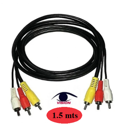 Cable de 3 RCA a 3 RCA de 1.5 metros EN BLISTER (Cod:5563)