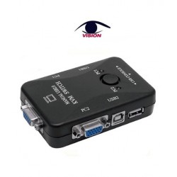 Switch KVM USB 2 puertos - 1 salida (VGA y USB) - 2 entradas (VGA y USB) - control manual - KVM2T1 - Vision (Cod:5928)
