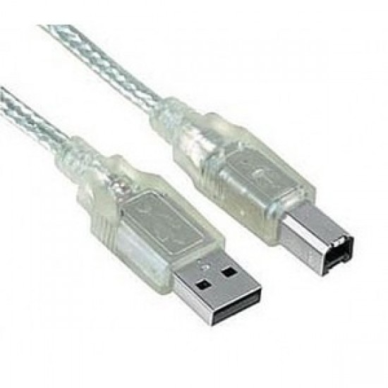 Cable AB a USB 2.0 para impresora 2 metros Noganet - Mallado transparente (Cod:6134)