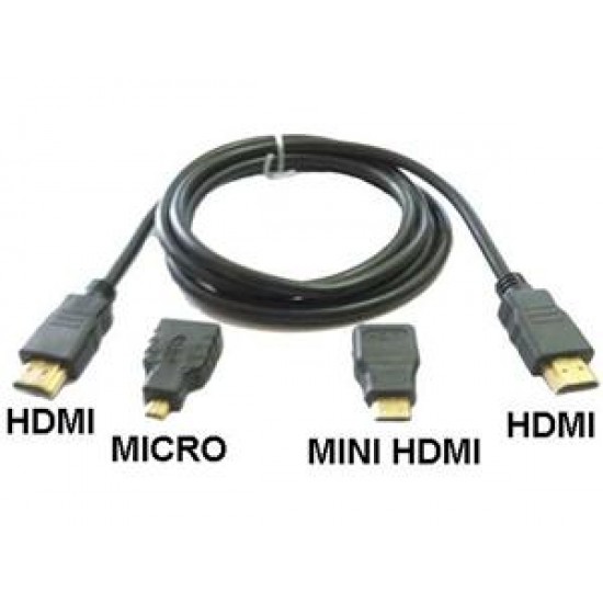 Cable HDMI 3 en 1 - 1.5mt - HDMI - mini HDMI y micro HDMI - SM-C7820 (Cod:6526)