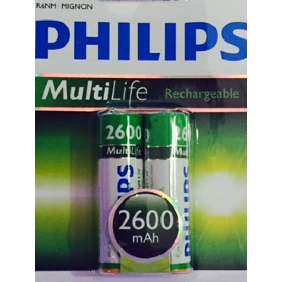 Pack de 2 Bateras Recargables Philips AA - 2600mAh - R6B2A26097 (Cod:6948)