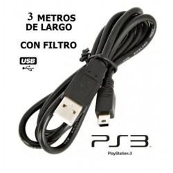Cable 5 pines USB macho a USB macho - 3Mts - con filtro - ideal PS3 - GPS (Cod:7598)