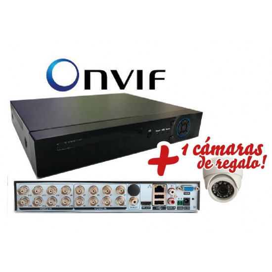 XVR-6516NHS - Dvr 16 Canales HD  Analogico -1080N12fps - CHIP Hi3521A - Audio 2CH - WIN10 Menu interface - ONVIF + 1 cámara 401AHD10V-HY De regalo (Cod:7923)