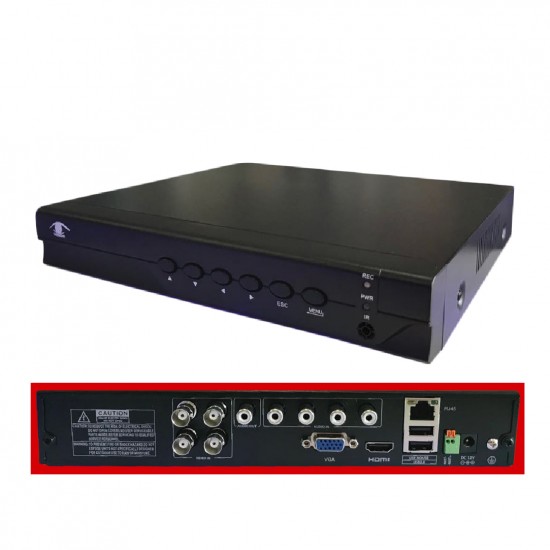 XVR-6604NH - DVR 4 Canales FULL HD - 1080N@25fps - Chip CHIP Hi3520D V200 - Audio 4CH - Soporta 1/6 tb - RS485 - Salida HDMI/VGA - ONVIF  (Cod:8080)