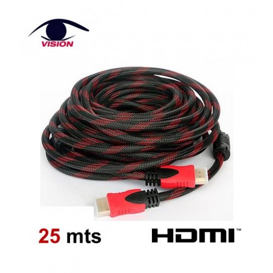 Cable HDMI a HDMI reforzado - mallado y con filtro de 25 metros  (Cod:8258)