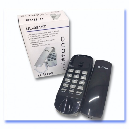 Teléfono fijo de pared o de mesa - remarcación del último número - llamada en espera - bloqueo de identificador - función de silencio - U-LINE - UL-0815T (Cod:8259)