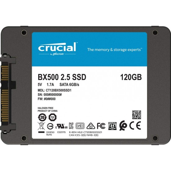 Disco en estado solido SSD CPU - Notebook Crucial - 120GB - BX500  sata III 2.5  (Cod:8430)