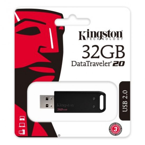 Pen Drive KINGSTON 32Gb 2.0 DT20/32GB Negro (Llavero de REGALO) (Cod:8531)