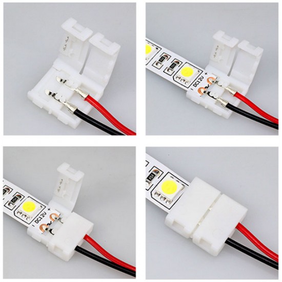 Conector adaptador con cable de alimentación 2 pines para tiras de led 3528 / 5050 - no requiere soldadura( de un solo color) x 20 unidades (Cod:8562)