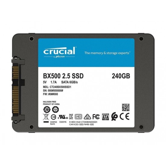 Disco SSD Crucial 240GB SATA Interno BX500 - CT240BX500SSD1  (Cod:8678)