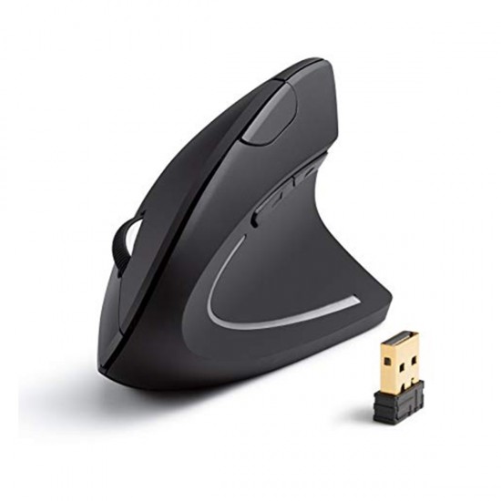 Mouse Inalámbrico Vertical - 2.4Ghz - 6 botones - Negro - KFD-5DW (Cod:8867)