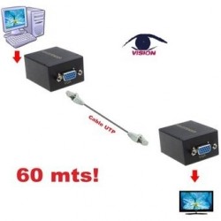 Extensor VGA Por Cable UTP simple hasta 60 Metros - VGA60M - Vision (Cod:9063)