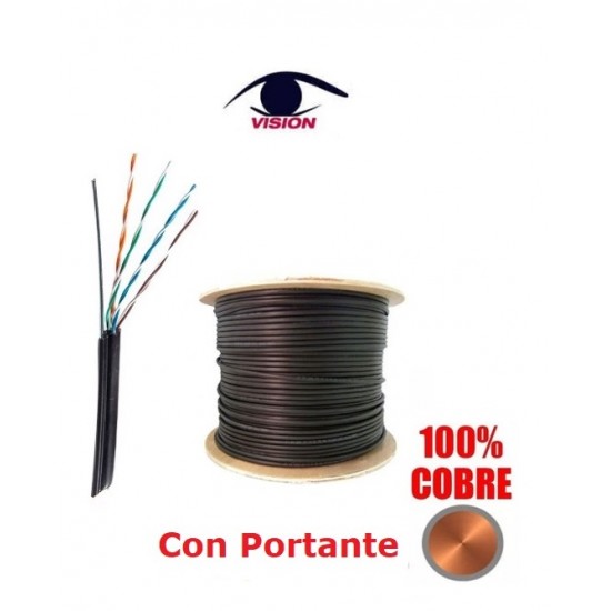 Por Metros - Cable UTP exterior - Cat5 - 100% cobre con PORTANTE - marca Vision	 (Cod:9091)