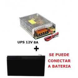 Fuente Switching Metálica UPS 12V 8A ( se puede conectar una batería ) (Cod:9102)