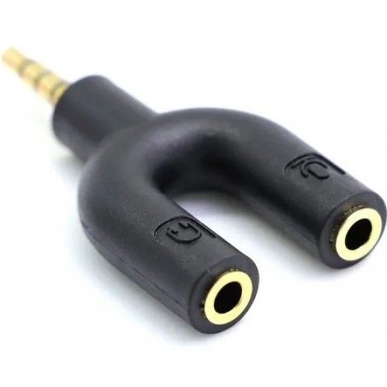 Adaptador Auxiliar de plug 3.5 a 2 Jack 3.5 - para 1 auricular y 1 micrófono (Cod:9107)