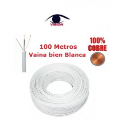 Rollo de cable de 1 par para Portero / Alarma con Neutro - 100% Cobre - Blanco x 100 Mts (Cod:9171)