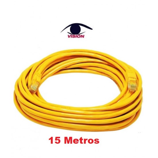 Cable patch cord de 15 metros - UTP CAT 6 - Amarillo - Vision  (Cod:9767)