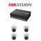 Kit 4 Canales Hikvision - 1 EDVR 4 CH + 4 Camaras Domo + 300GB + Fichas + BNC + Fuente  (Cod:10067)