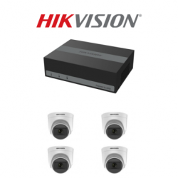 Kit 4 Canales Hikvision - 1 EDVR 4 CH + 4 Camaras Domo + 300GB + Cable  + Accesorios (Cod:10067)