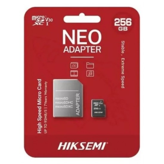 Memoria MicroSD 256GB NEO c/adaptador - HIKSEMI (Cod:10100)