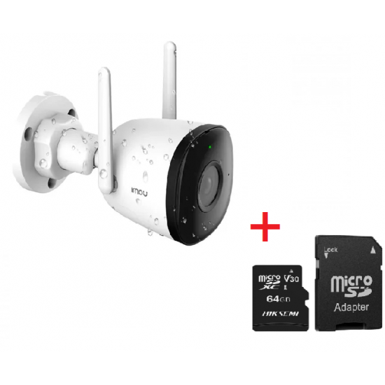 Kit Camara F22p Bullet IP WIfi Imou +  Memoria MicroSD 64GB NEO c/adaptador - HIKSEMI (Cod:10142)