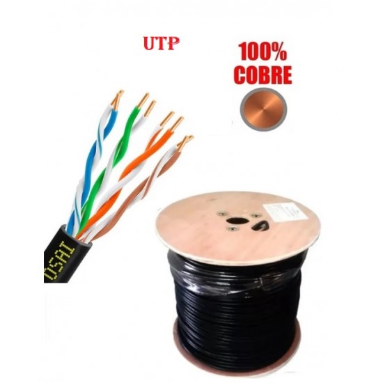 Rollo x 305 Metros - Cable UTP Cat5e Exterior 100% COBRE - 4 Pares - 8 Hilos- marca Vision (Cod:10212)