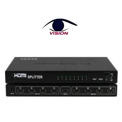 Splitter HDMI de 1 entrada y 8 salidas - 4K*2K  UHD - 3D - HDMI1T8H - Vision (Cod:10234)