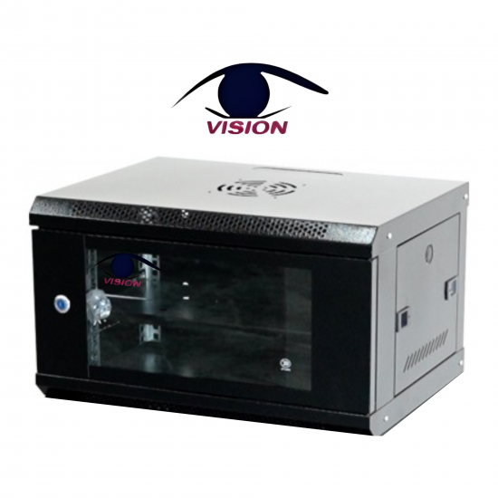 ROU-001-001 - Rack mural CCTV/REDES 6U – 370x600x450 MM - 19″ (desarmado) - Vision (Cod:10354)