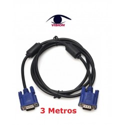 Cable VGA macho macho - 3 metros - con filtro - Negro - Vision (Cod:4873)