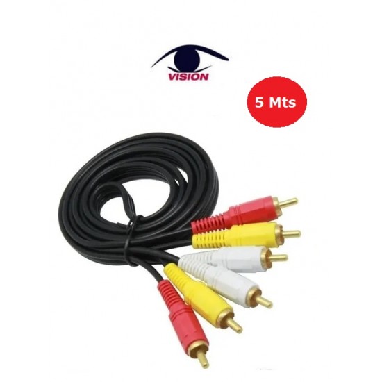 Cable de 3 RCA a 3 RCA de 5 metros EN BLISTER (Cod:5186)