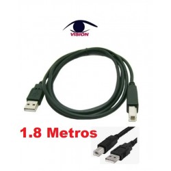 Cable AB a USB 2.0 para impresora - 1.8 Mts - Negro - Cobre OD5.0 - Vision (Cod:6169)