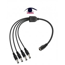 Splitter - Cable CCTV divisor de 1 a 4 vías / cable de CC; conector de alimentación de CC de un extremo a conector de CC de 4 salidas; 5.5 * 2.1 * 12 mm; Máx. 1A por canal - Vision (Cod:7179)