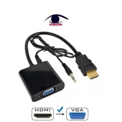 Cable Conversor HDMI Macho a  VGA Hembra con audio - HTVA100P - Vision (Cod:7372)