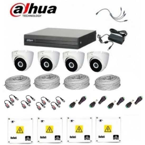 Kit Dahua - Dvr 4 canales + 4 Cámaras Dahua Domo METALICAS 2MPX + Fuente + 40 mts, cable utp interior + 4 Cajas estanca (Cod:7980) Kit Dahua - Dvr 4 canales + 4 Cámaras Dahua Domo METALICAS 2MPX + Fuente + 40 mts, cable utp interior + 4 Cajas estanca (Cod:7980)