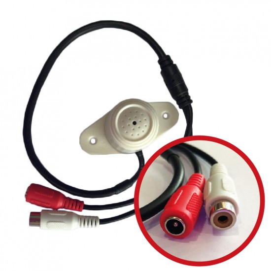 Micrófono para DVR con cable RCA y alimentación - Rango 100 Mts cuadrados - Voltaje: 9-12V DC - Blanco - ACA-15C (Cod:8085) Micrófono para DVR con cable RCA y alimentación - Rango 100 Mts cuadrados - Voltaje: 9-12V DC - Blanco - ACA-15C (Cod:8085)