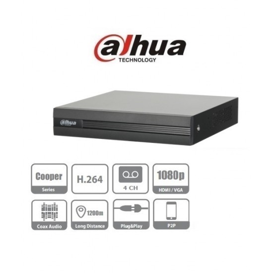 DH-XVR1A04 - DVR 4+1 Canales - HDCVI / AHD / TVI / CVBS / IP - 720P - HDMI/VGA - P2P - hasta 6tb - Audio - Dahua (Cod:8146)