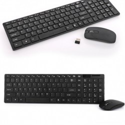Teclado y mouse inalambrico multimedia USB con funda de goma para el teclado - Negro - K-06 (Cod:8173)