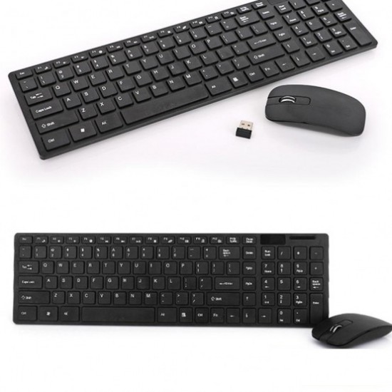 Teclado y mouse inalambrico multimedia USB con funda de goma para el teclado - Negro - K-06 (Cod:8173)