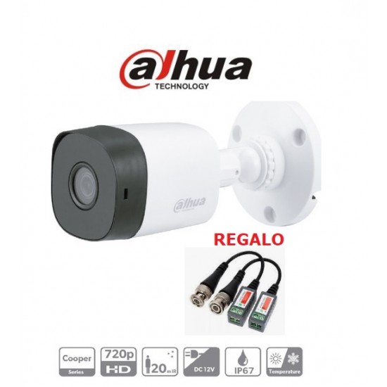 DH-HAC-B1A11P-0280B - Cámara Bullet - 1MP - HDCVI - IR 20m - Máx. 30fps @720P - 2.8mm lente fija - Plástica - DC12V - Dahua + DE REGALO Par Video Balun pasivo HDCVI / TVI / AHD con bornera (8454) (Cod:8298) DH-HAC-B1A11P-0280B - Cámara Bullet - 1MP - HDCVI - IR 20m - Máx. 30fps @720P - 2.8mm lente fija - Plástica - DC12V - Dahua + DE REGALO Par Video Balun pasivo HDCVI / TVI / AHD con bornera (8454) (Cod:8298)