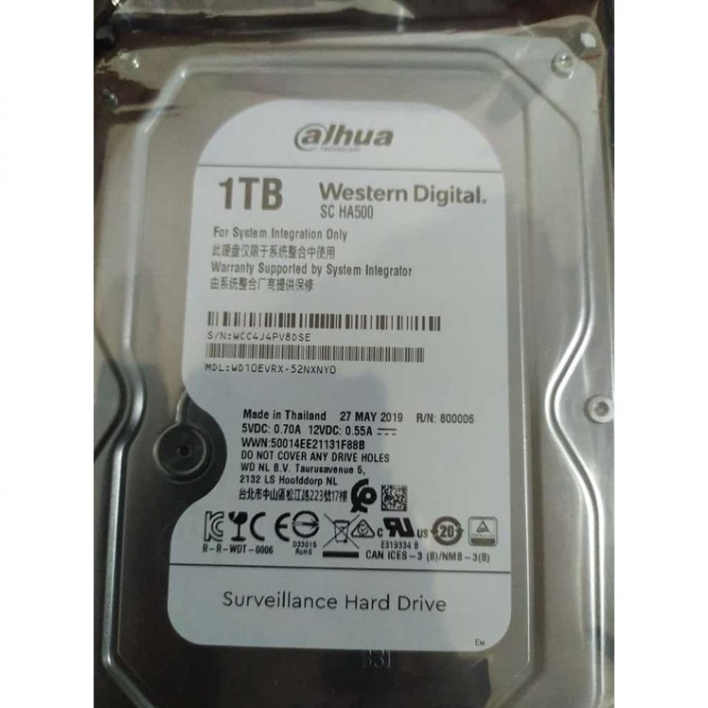 Disco rigido Western Digital 1TB SATA 3 - SC HA500 - para seguridad - Dahua