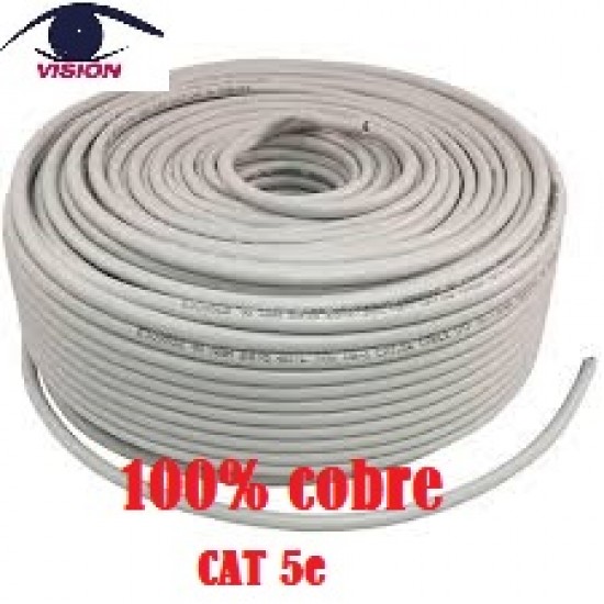 100% Cobre - Cable Vision UTP interno flexible Cat 5E Gris - CAT5EU305E x 305 MTs (Cod:8751)