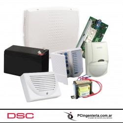 Kit DSC PC1616PcBlat - Central PC1616PcBlat -  teclado pc1555rkzsp - Trafo - Gabinete - Sensor LC-100PI - Sirena interior SD-100 - Batería  (Cod:8797)