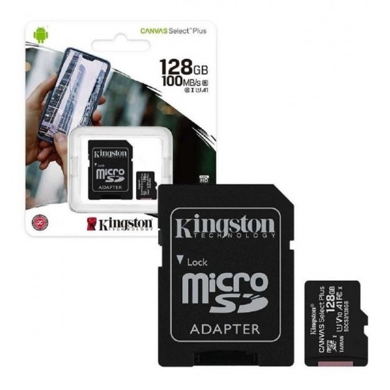 Memoria Micro SDHC con adaptador SD 128GB SDCS2/128GB Kingston Clase 10 100mbs (Cod:8809)