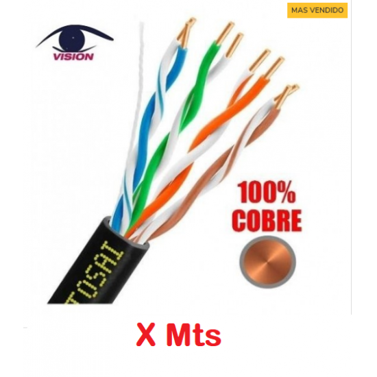 Por Metro - Cable UTP Cat5e 4x2x24 AWG Exterior 100% COBRE - marca Vision (Cod:8906) Por Metro - Cable UTP Cat5e 4x2x24 AWG Exterior 100% COBRE - marca Vision (Cod:8906)