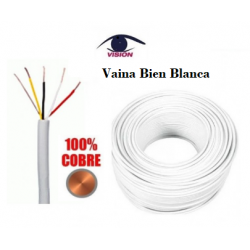 Rollo de cable de 2 pares para Portero / Alarma con Neutro - 100% Cobre - Blanco x 100 Mts (Cod:8915)