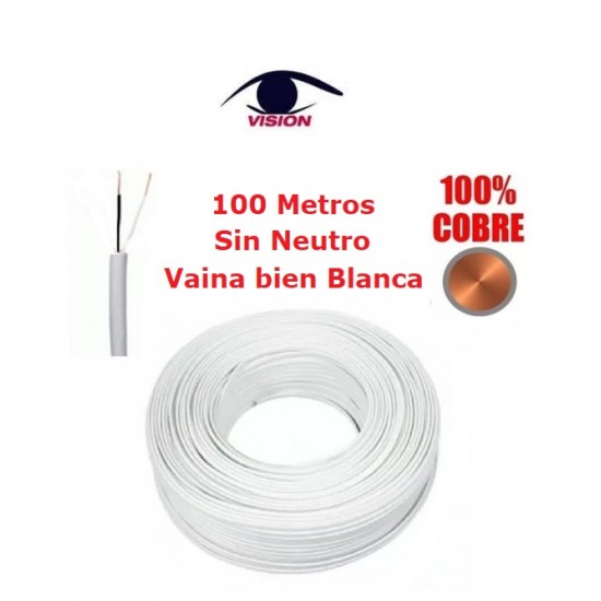 Rollo de cable de 1 par para Portero / Alarma SIN NEUTRO - 100% Cobre - Blanco x 100 Mts (Cod:8916)