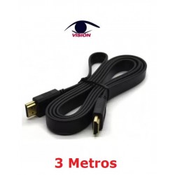 Cable HDMI a HDMI Plano - 14 + 1 - CCS - 1.4v - 1080P - 3D - 3 metros - Vision (Cod:9043)